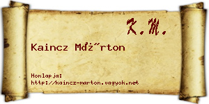 Kaincz Márton névjegykártya